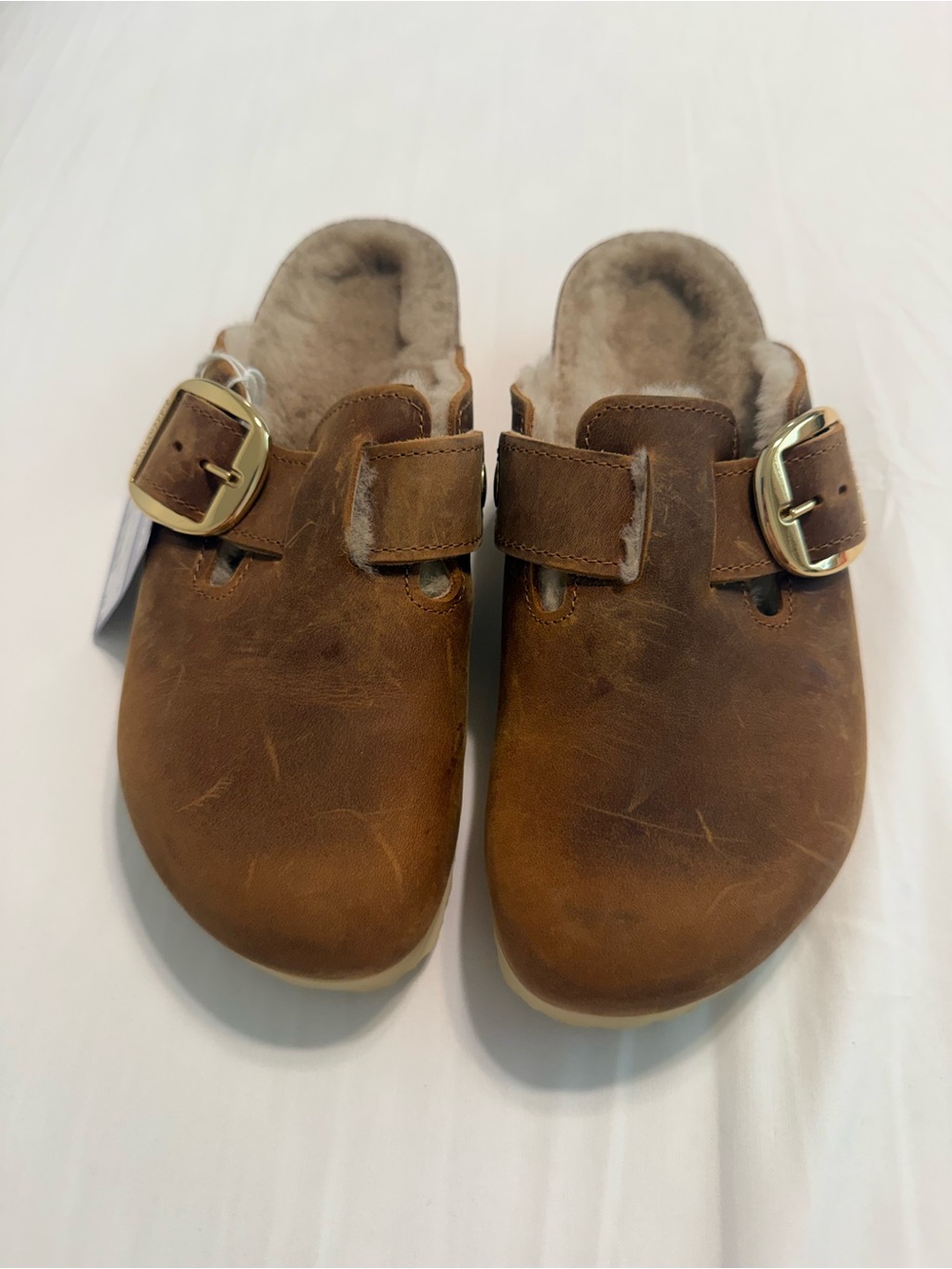 Birkenstock Tan Shearling-Lined Clog